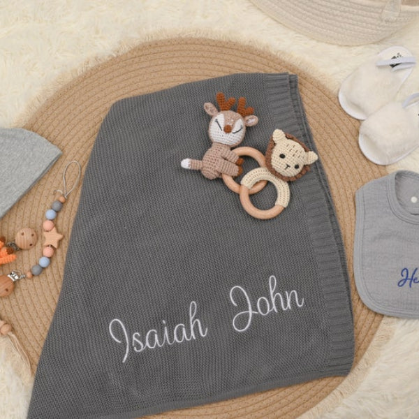 Custom Baby Blanket Personalized Embroidered Newborn Baby Name Blanket