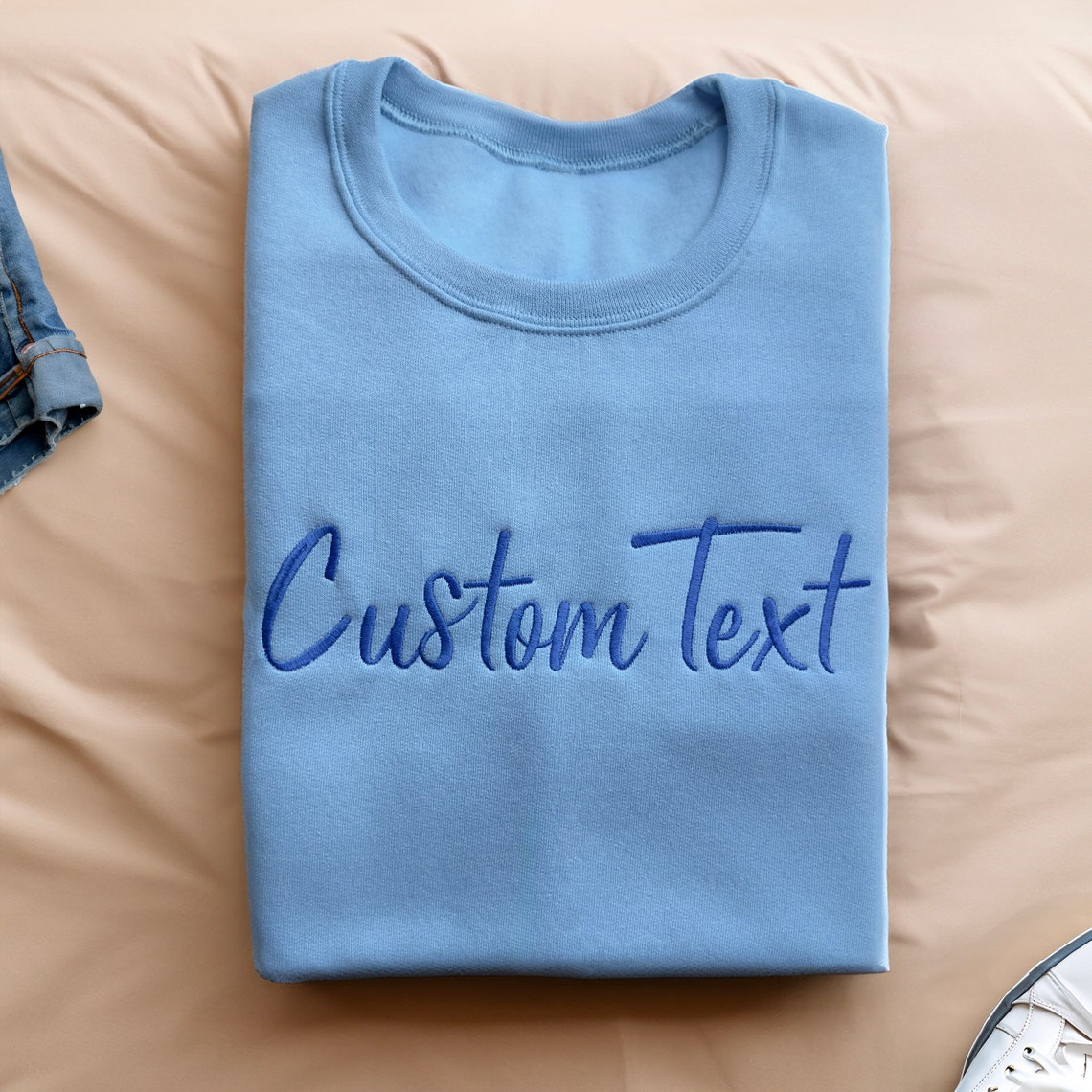 Custom Embroidered Text Sweatshirt Personalized Add Your Own Words Sweatshirt Gift For Friends