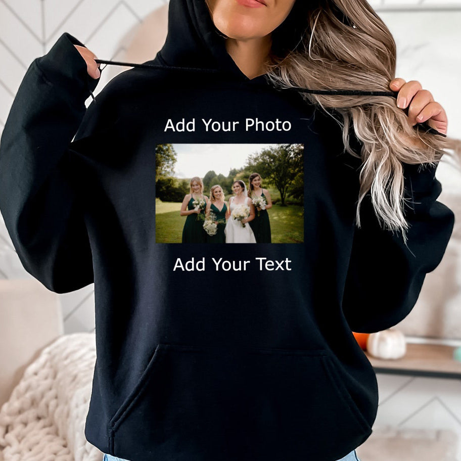 Custom Photo Hoodie Personalized Your Own Photo & Text Printed Hoodie Gift for Friend