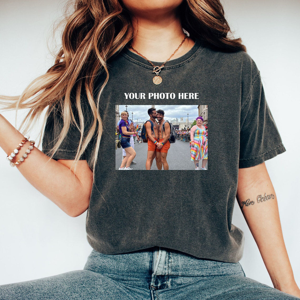 Custom Photo with Text Shirt Personalized Team & Family Photo Printed Tee