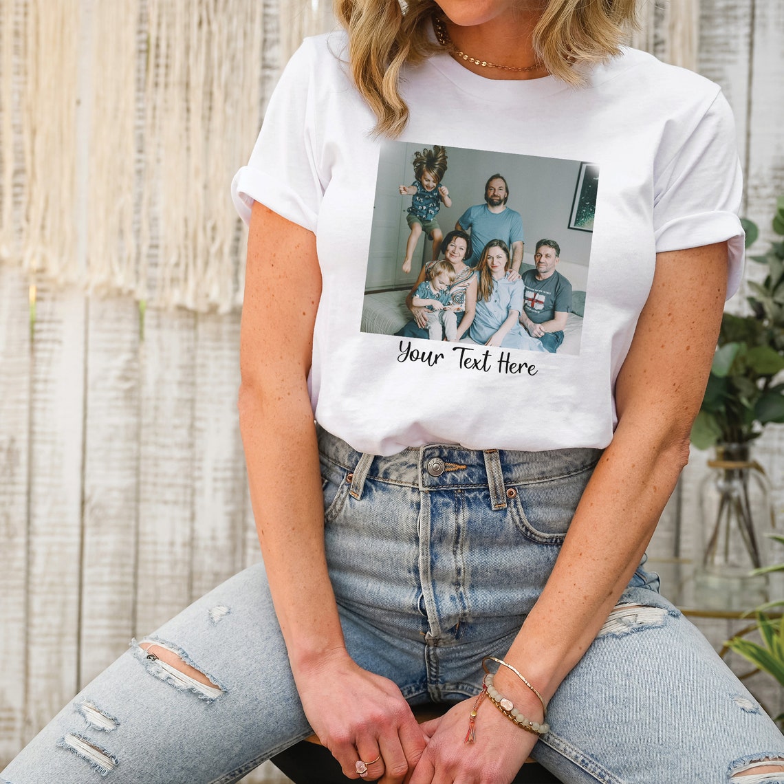 Custom Photo with Text Shirt Personalized Team & Family Photo Printed Tee