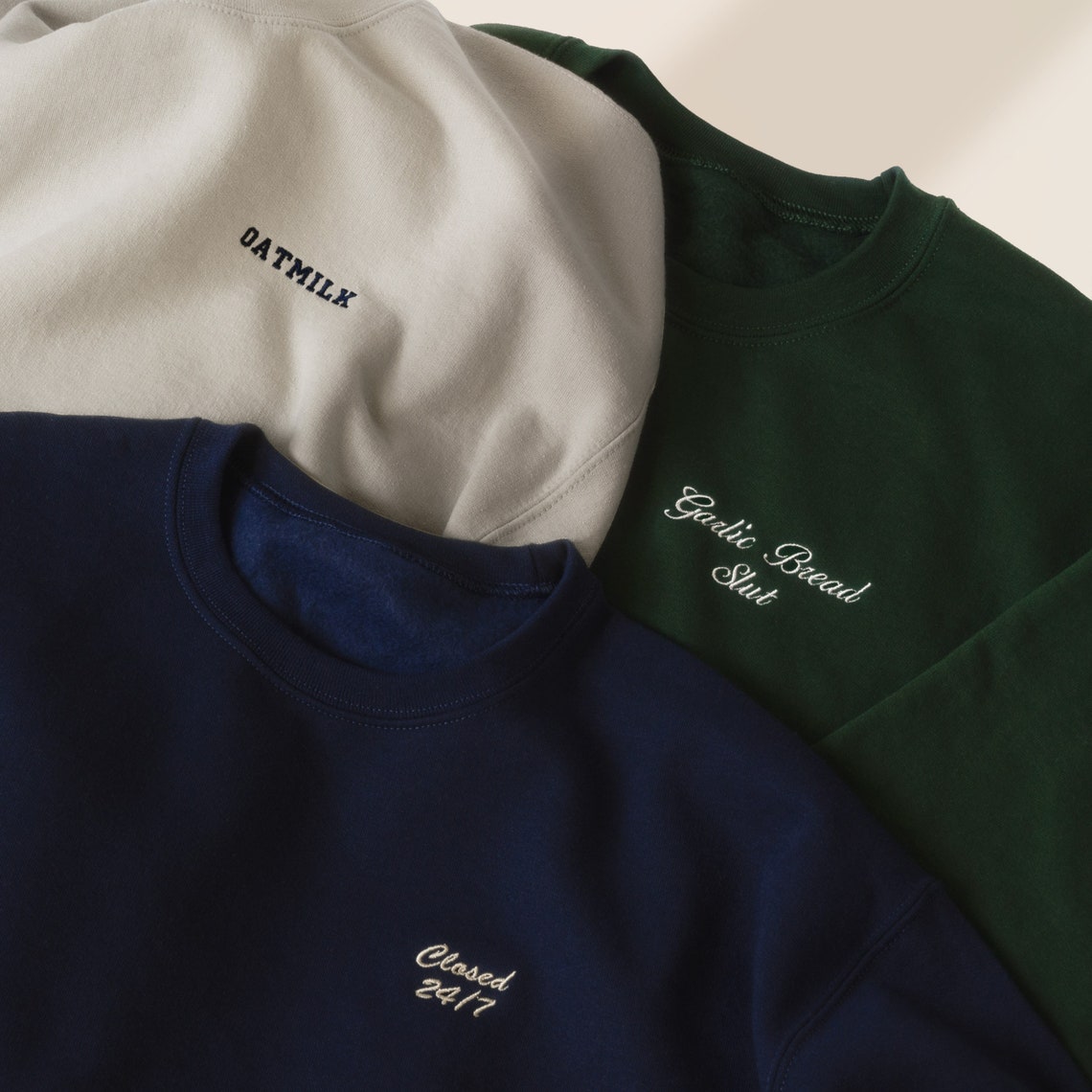 Custom Embroidered Text Sweatshirt Personalized Add Your Own Words Sweatshirt Gift For Friends