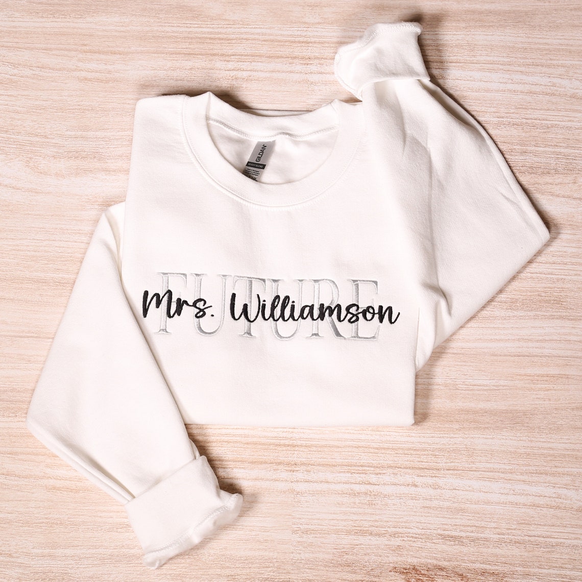 Custom Mrs. Embroidered Sweatshirt Personalized Future Hubby Wifey Sweatshirt for Engagement