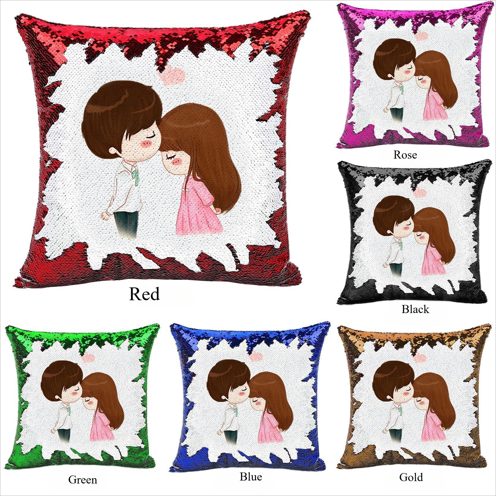 Custom Photo Pillow Reversible Flip Sequin Photo Pillow Gift for Friend & Family