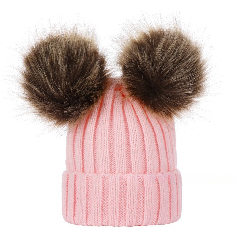 Custom Beanie Personalized Embroidered Name Faux Fur Double Pom Pom Beanie