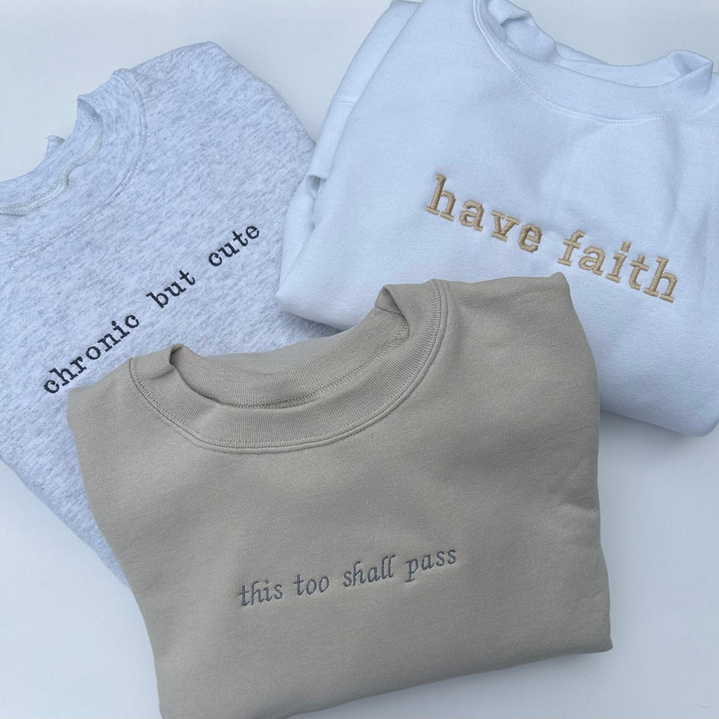 Custom Embroidered Text Sweatshirt Personalized Add Your Own Words Sweatshirt Gift For Friends