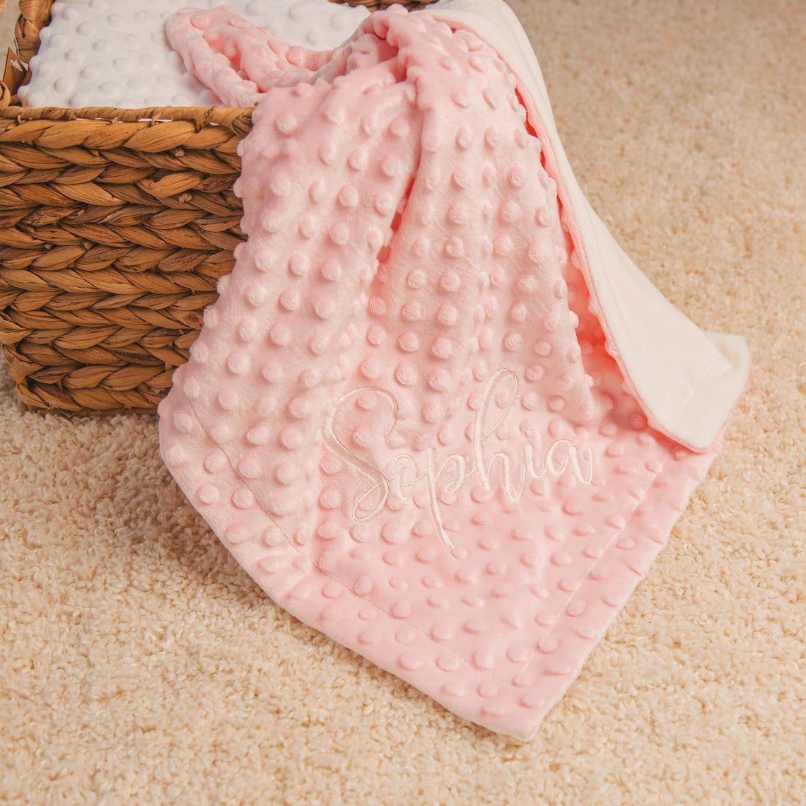 Personalized Baby Blanket Custom Newborn Minky Blanket with Name