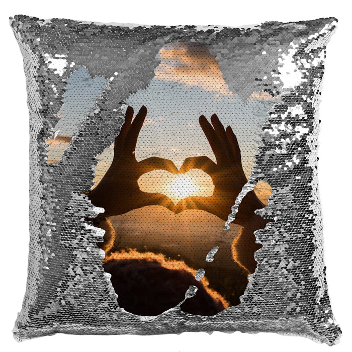 Custom Photo Pillow Reversible Flip Sequin Photo Pillow Gift for Friend & Family