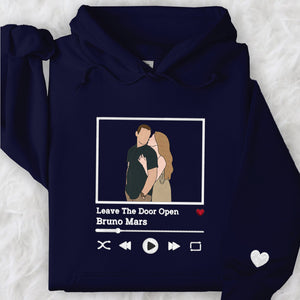 Custom Embroidered Spotify Sweatshirt Couple Portrait from Photo with Music Player Sweatshirt