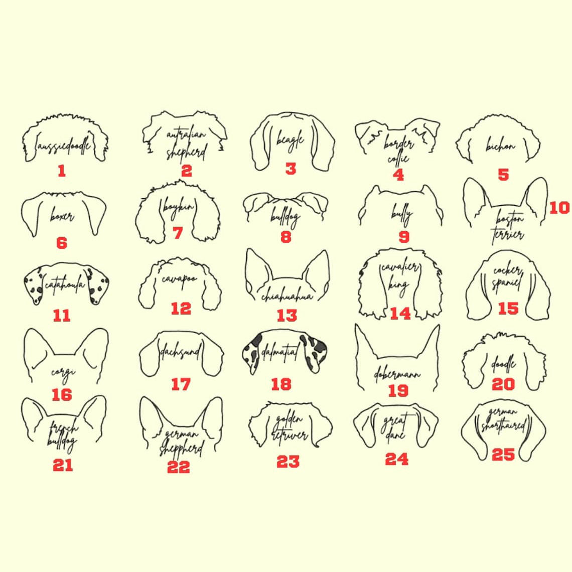 Custom Dog Ear Outline with Name Printed Sweatshirt Personalized Gift For Pet Lover