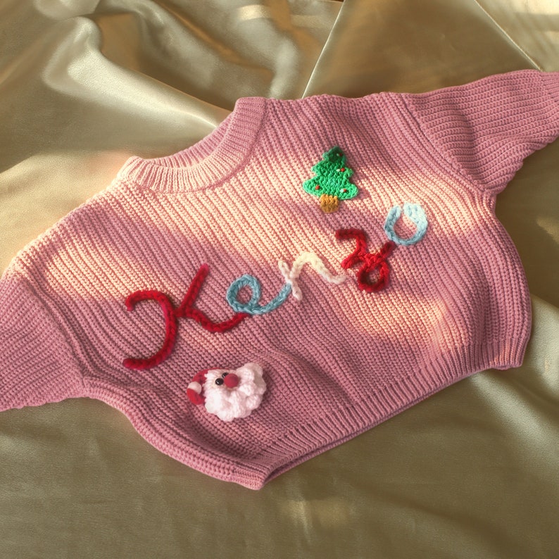 Personalized Hand-Embroidery Sweater Custom Name Knitted Baby Sweater Gift