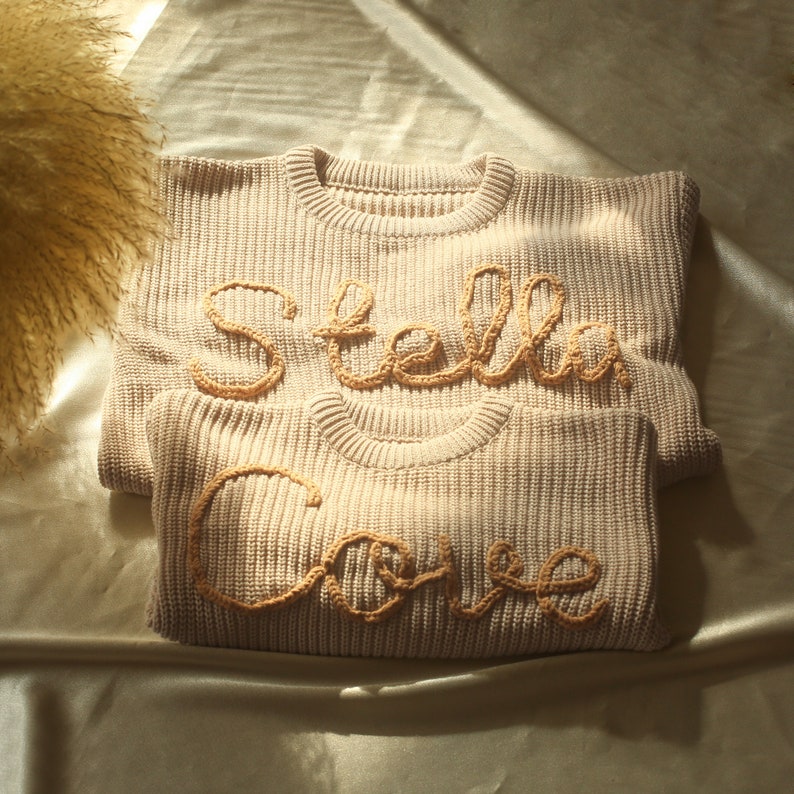 Personalized Hand-Embroidery Sweater Custom Name Knitted Baby Sweater Gift