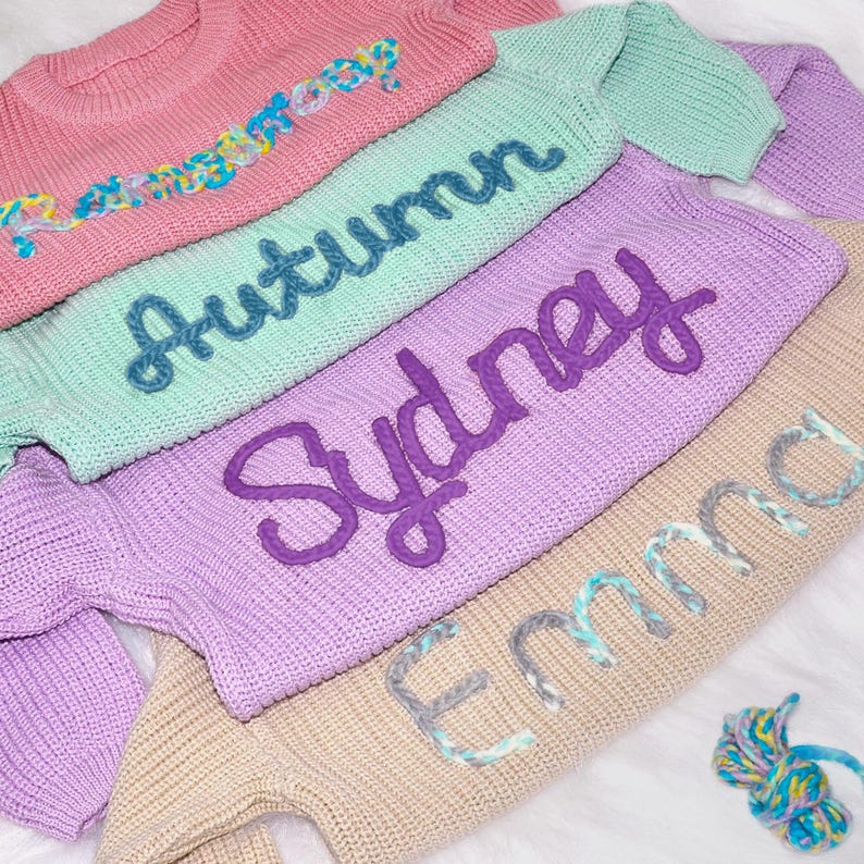 Personalized Baby Sweater Custom Hand Embroidered Knit Sweater with Name Gift for Newborn