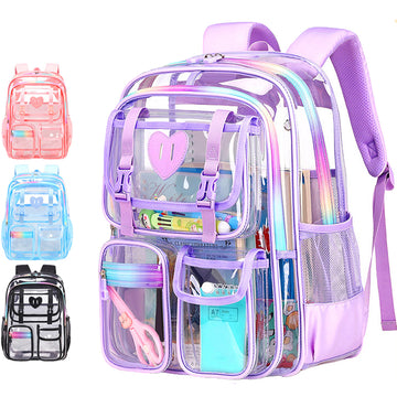 Cute Clear Backpack PVC Bookbag For 3-6 Grade Student