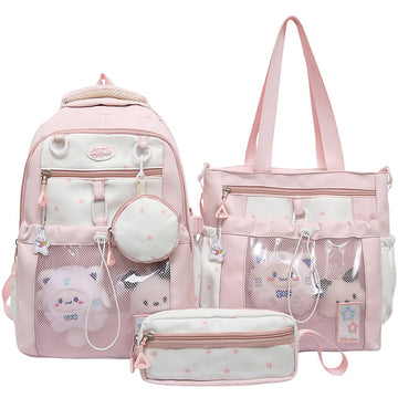 3pcs Star Printed Backpack Set Itbag Handbag Pencil Bag For Girls