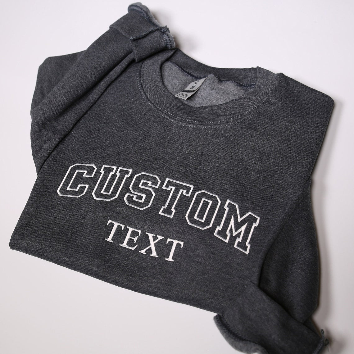 Personalized Embroidered Text Sweatshirt Custom Text Sweatshirt for Team Group & College