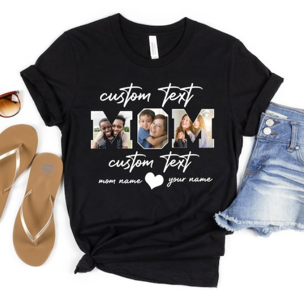 Custom Mom Photo & Text Printed Shirt Chic Mother's Day Gift Ideas