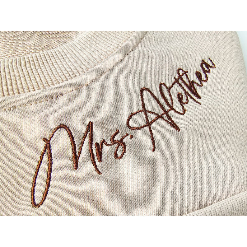 Custom Couple Sweatshirt Embroidered Neckline Future Mrs. Sweatshirt Gift for Engagement & Bride To Be