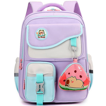 Kids Capybara Backpack With Mini Purse For 1-6 Grade Students