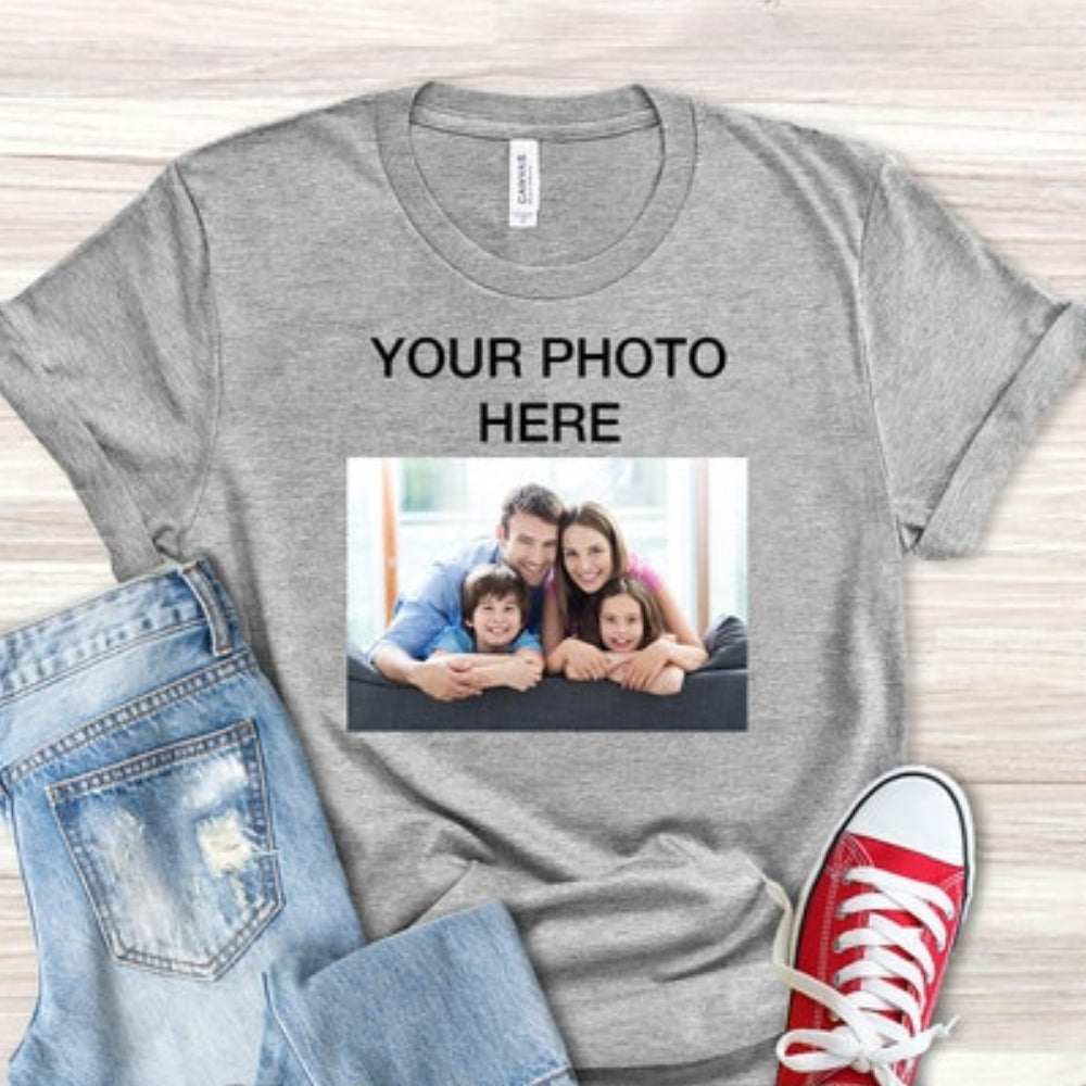 Personalized Add Your Own Photo & Text T-shirt Custom Photo Tee Gift for Friend & Family