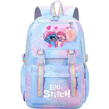 Lovely Stitch Backpack For Students Kids Large Capacity 17" School Bookbag