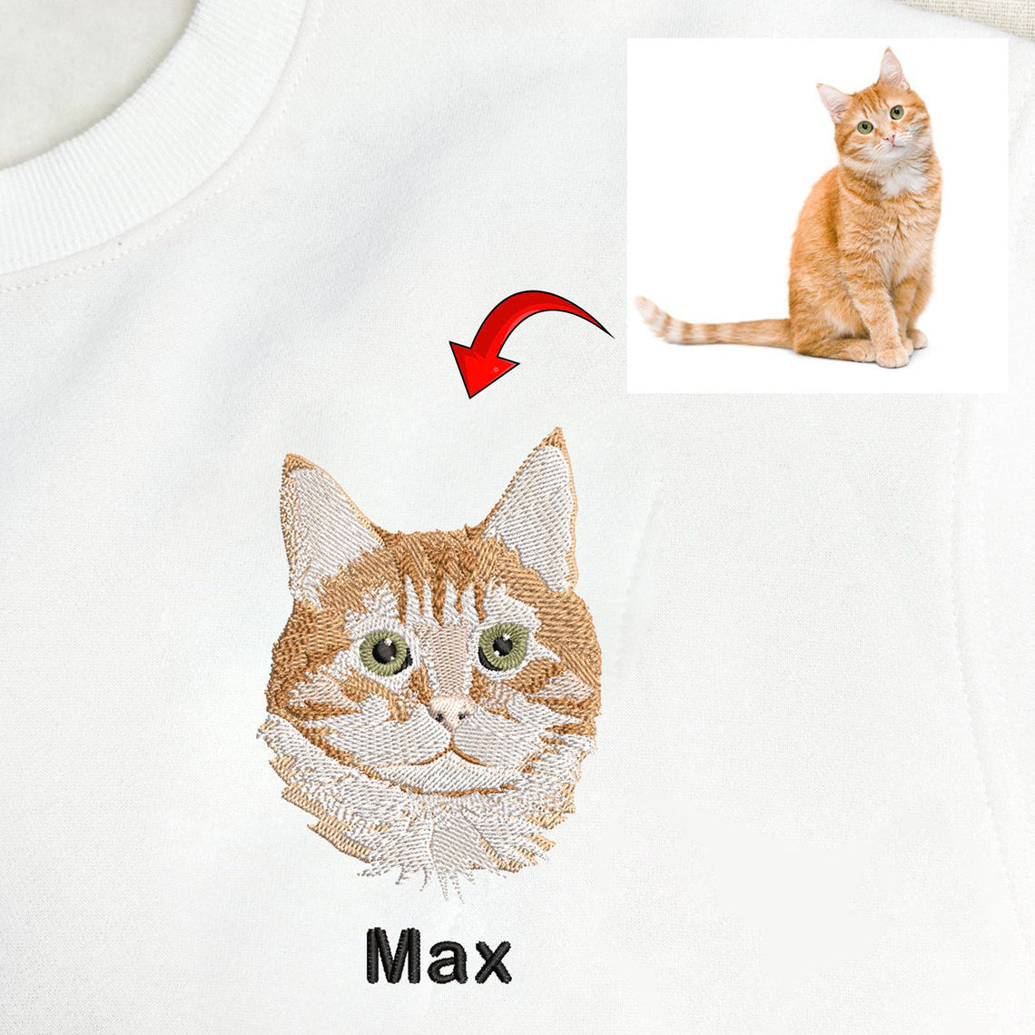 Custom Embroidered Pet Sweatshirt Dog Photo Portrait Sweatshirt Gift for Pet Lovers
