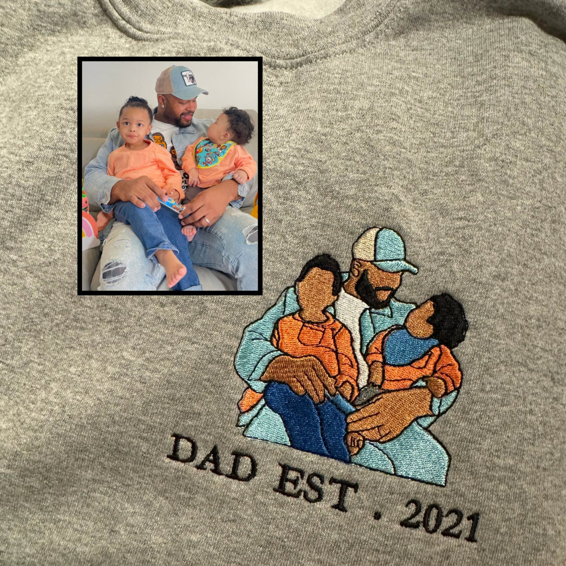 Personalized Embroidered Family Sweatshirt Custom Couple Portrait from Photo Sweatshirt Unique Gift for Family