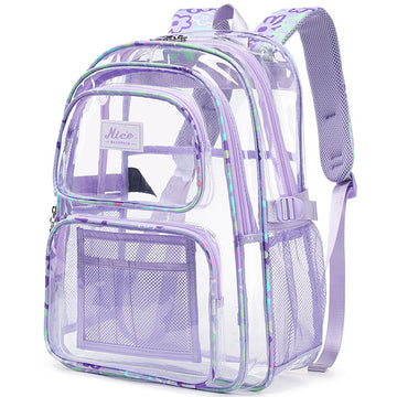 Clear Backpack Printed PVC Bookbag Transparent School Bag