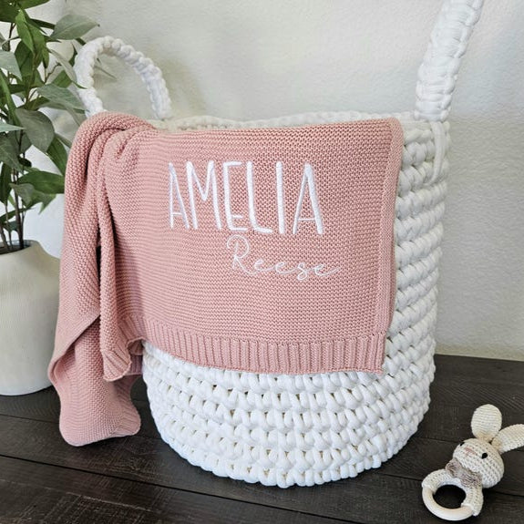 Embroidered Baby Blanket Personalized Newborn Name Cotton Blanket Gift