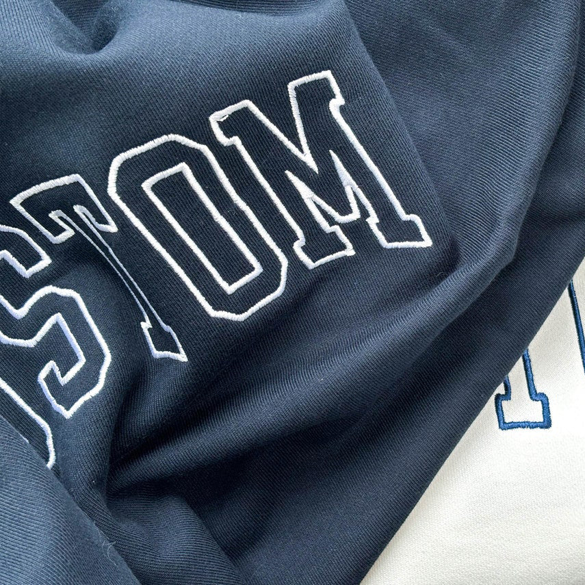 Personalized Embroidered Text Sweatshirt Custom Text Sweatshirt for Team Group & College