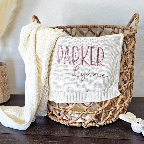 Embroidered Baby Blanket Personalized Newborn Name Cotton Blanket Gift