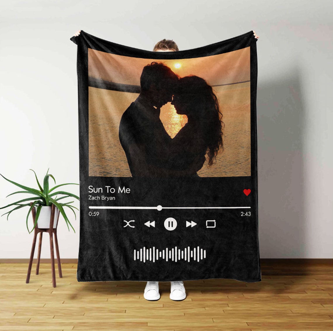 Custom Music Album Blanket Personalized Your Favorite Song Spotify Code Photo Blanket