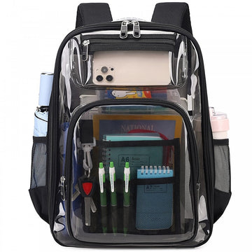 Heavy Duty Clear Backpack Quick Security Check See Through Transparent School Bookbag for Teens