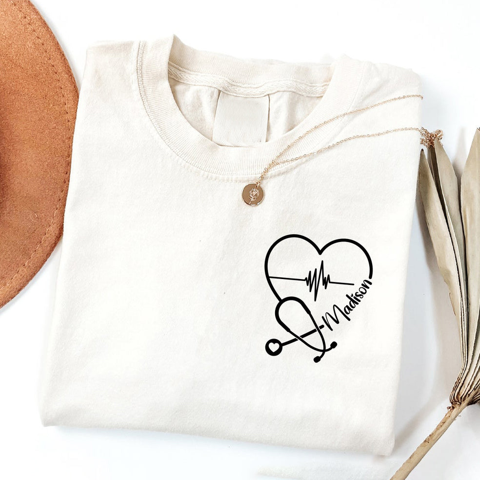 Custom Stethoscope RN Name Sweatshirt Personalized Nursing School Graduate Gift
