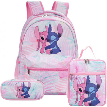 3 Pcs Lilo and Stitch Print School Backpack with Lunch Box & Pencil Bag