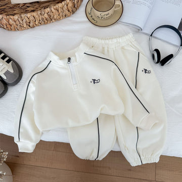 Kids Long Sleeve Sweatsuit Embroidered Puppy Pullover Set