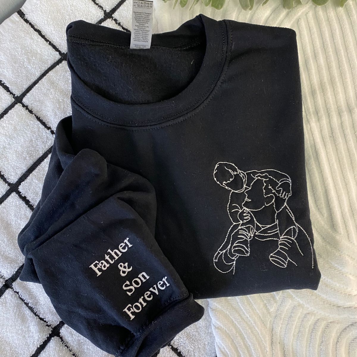Custom Embroidered Dad's Sweatshirt Family Portrait from Photo Sweatshirt Unique Gift For Family