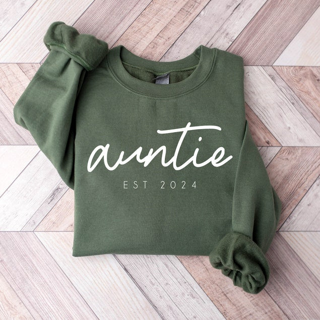 Personalize Auntie Est Year Crewneck Sweatshirt Custom Gift For Aunt