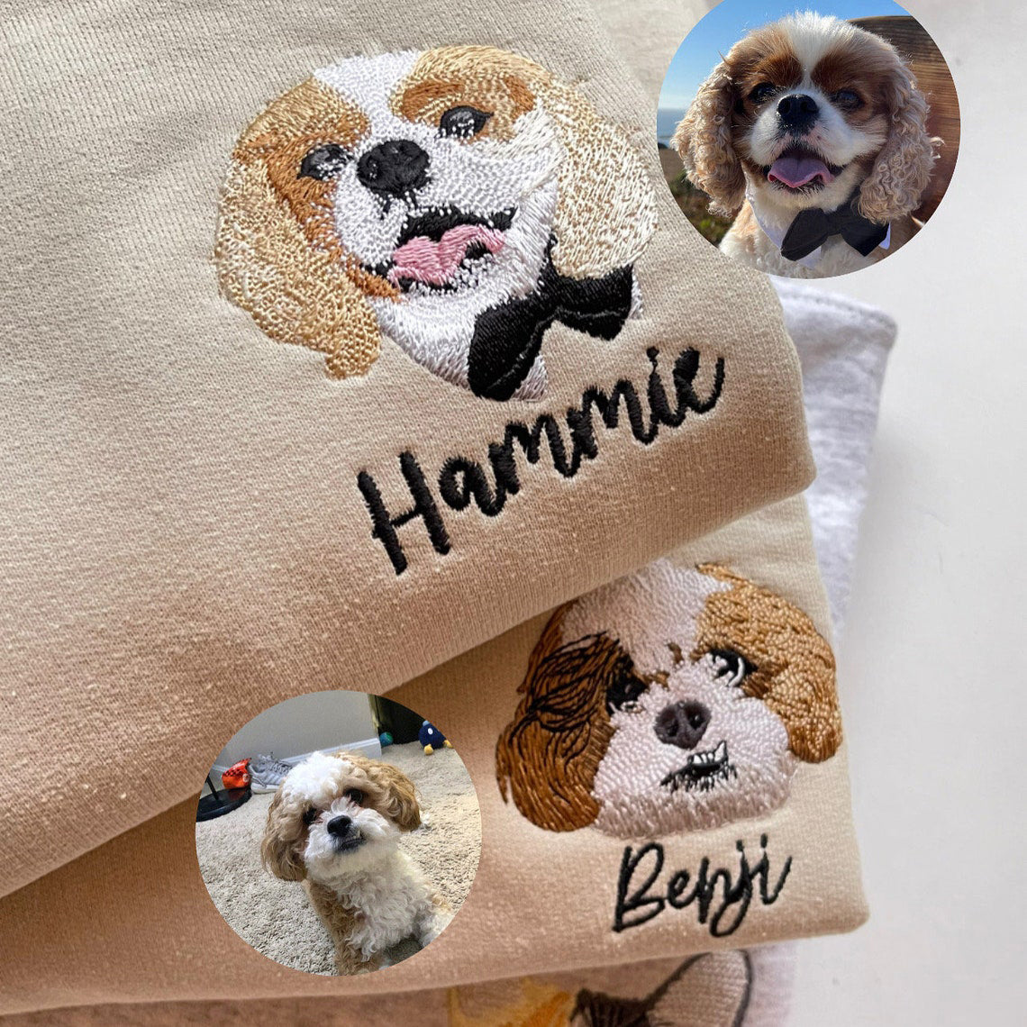 Custom Embroidery Dog Sweatshirt Personalized Pet Portrait from Photo Sweatshirt Gift Ideas