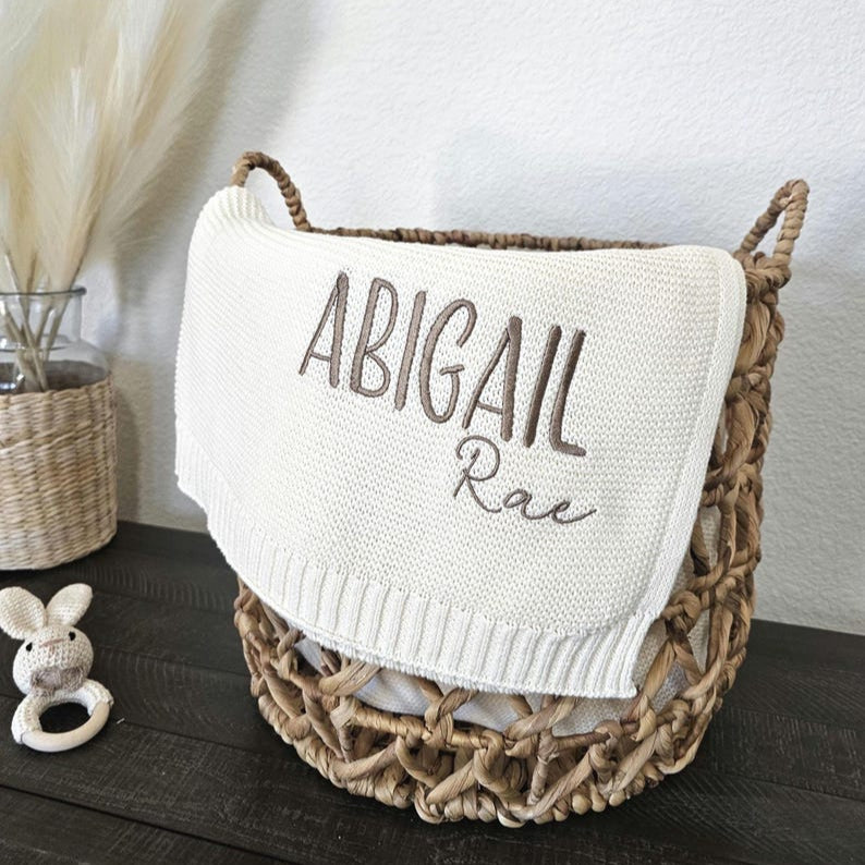 Embroidered Baby Blanket Personalized Newborn Name Cotton Blanket Gift