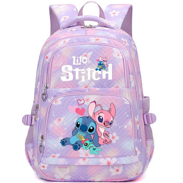 Purple Lilo & Stitch Backpack Exquisite Floral School Bookbag Travel Bag