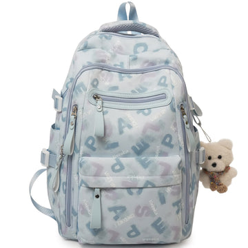 Full Letter Prints Backpack Trendy School Bookbag For Kids