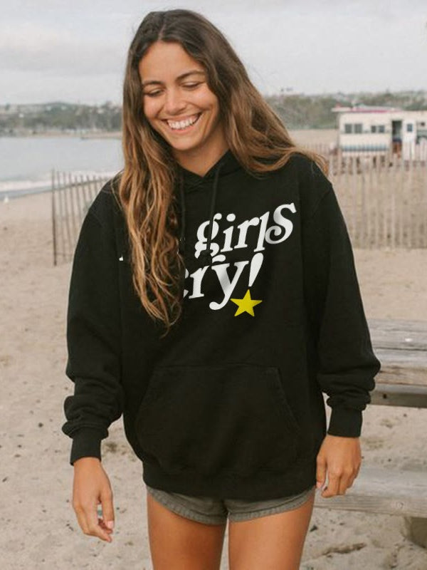 Women's Inspirational Hot Girls Cry Printed Hoodie