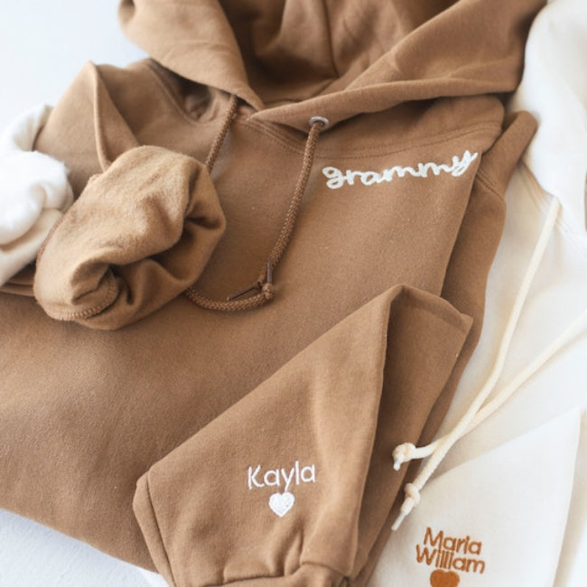 Custom Collared Mama Hoodie Personalized Embroidered Mom Hoodie with Kids Name Gift for Mother's Day