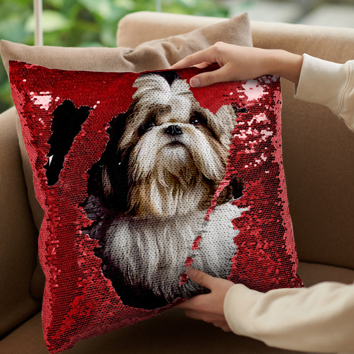 Custom Photo Pillow Reversible Flip Sequin Photo Pillow Gift for Friend & Family