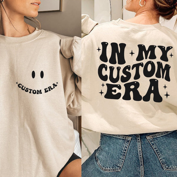 Personalized In My Era Smiley Face Printed Sweatshirt Custom Gift for Friends & Family