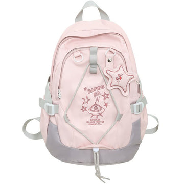 Cute Star Astronaut Backpack Mixed-color Schoolbag For Girls