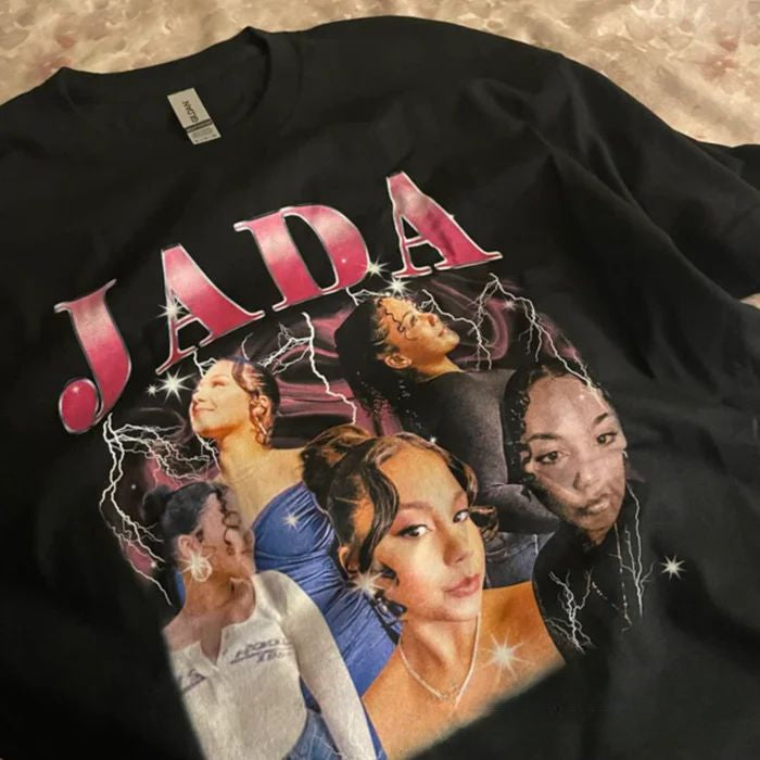 Vintage Bootleg Tee Custom Multi-Photo with Text Printed T-Shirt Personalized Gift for Friends