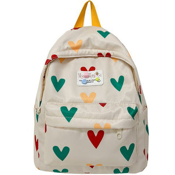Lightweight Heart Print Backpack For Kids Sweet School Bookbag