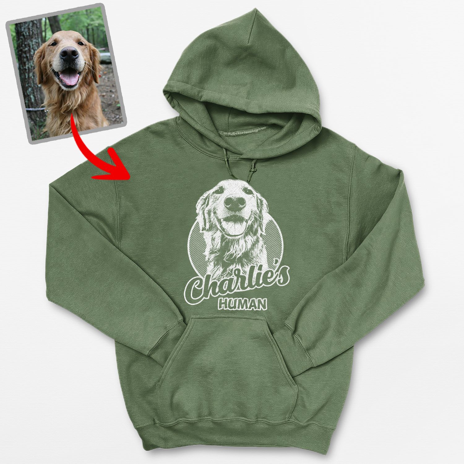 Custom Retro Dog Portrait from Photo Printed Hoodie Unique Gift For Pet Lover